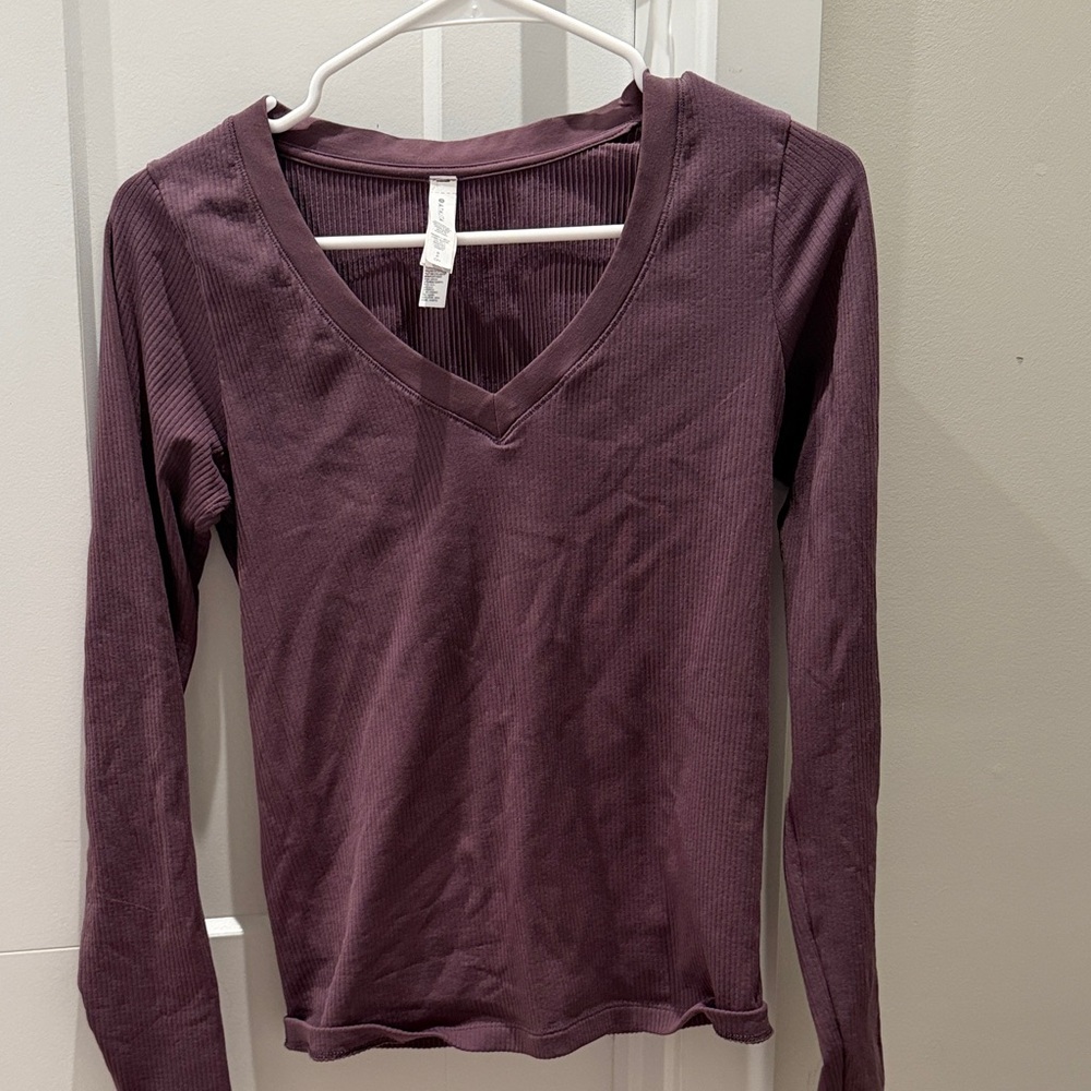Athleta Women's Long Sleeve V-Neck Top - Dark Purple